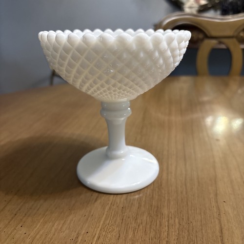 Milk glass compote footed bowl - glass,