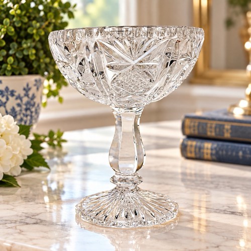Vintage cut crystal pedestal - cut,